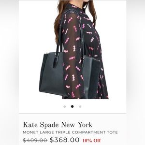 🔥KATE SPADE NEW YORK🔥 MSRP$409 MONET LARGE TRIPLE COMPARTMENT TOTE -$120-
